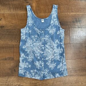 Old Navy Blue and White Floral Tank Top